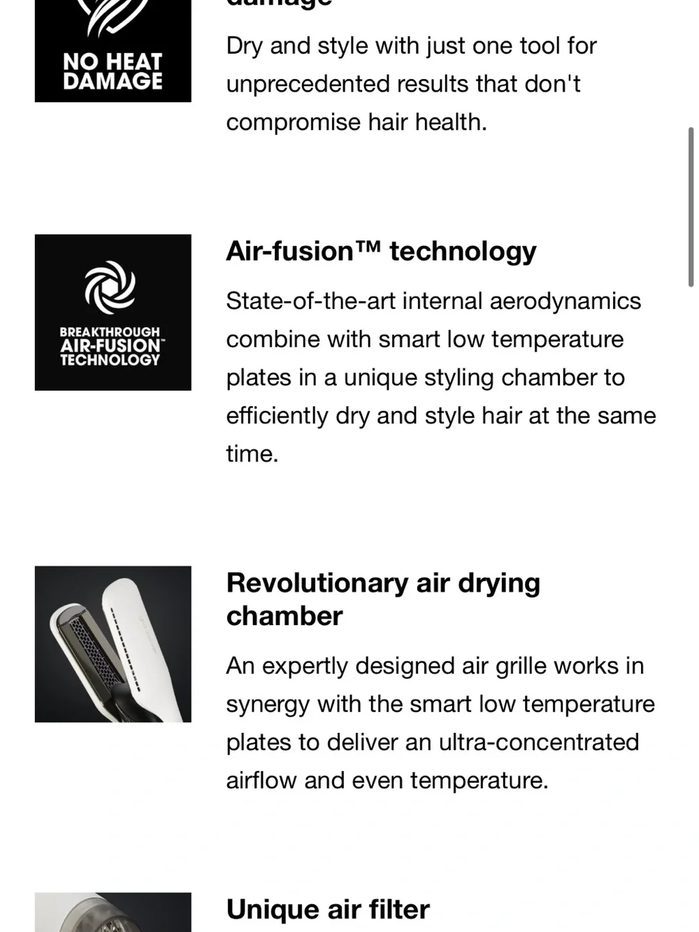 ghd white and black Air-Fusion Styling Tool